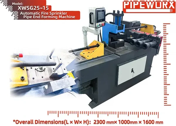 Automatic Fire Sprinkler Pipe End Forming Machine | DN25 to DN15 Pipe End Contracting & Internal Thread Preparation | Custom Sizes Available