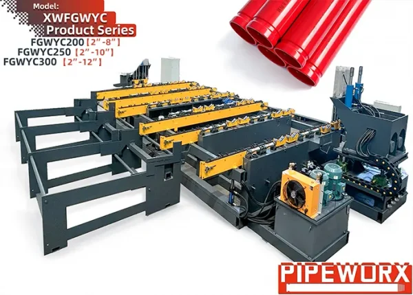 Double-Station 4-Head Automatic Pipe Grooving Machine | 2″-12″ Servo-Controlled Roll Grooving Equipment for Fire Sprinkler Pipe Fabrication