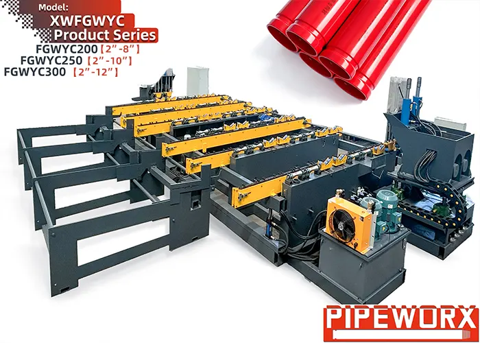 Double-Station 4-Head Automatic Pipe Grooving Machine | 2″-12″ Servo-Controlled Roll Grooving Equipment for Fire Sprinkler Pipe Fabrication
