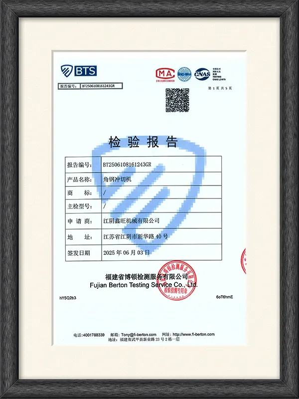 Test Report of Angle Steel Punching & Cutting Machine