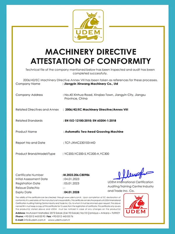 Machinery directive attestation of conformity Machinery directive attestation of conformity